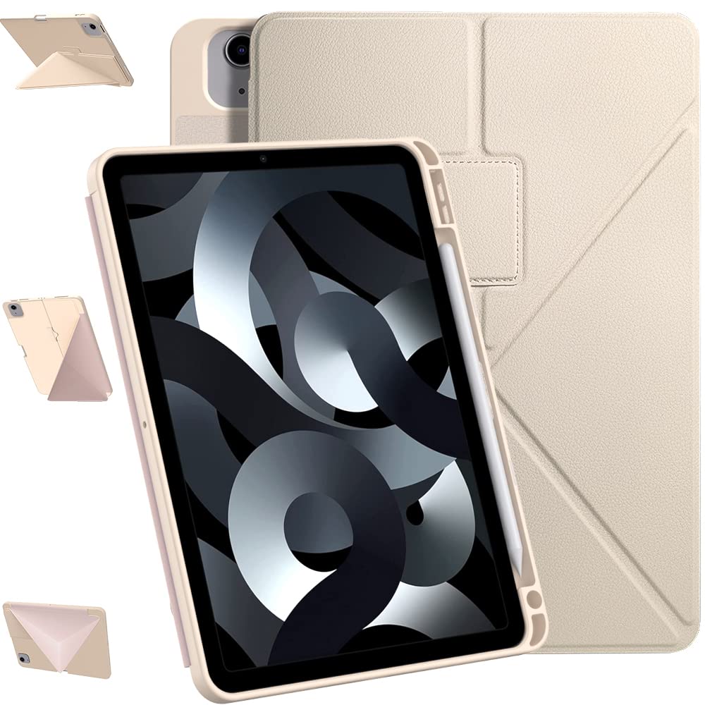 E NET-CASE Case for iPad 5th & Air 4th Generation 10.9 inch (2022/2020) & iPad Pro 11 inch 2022/2021/2020/2018 Release, Multi-Angle Protective Cover, Soft TPU Back Cover with Pencil Holder