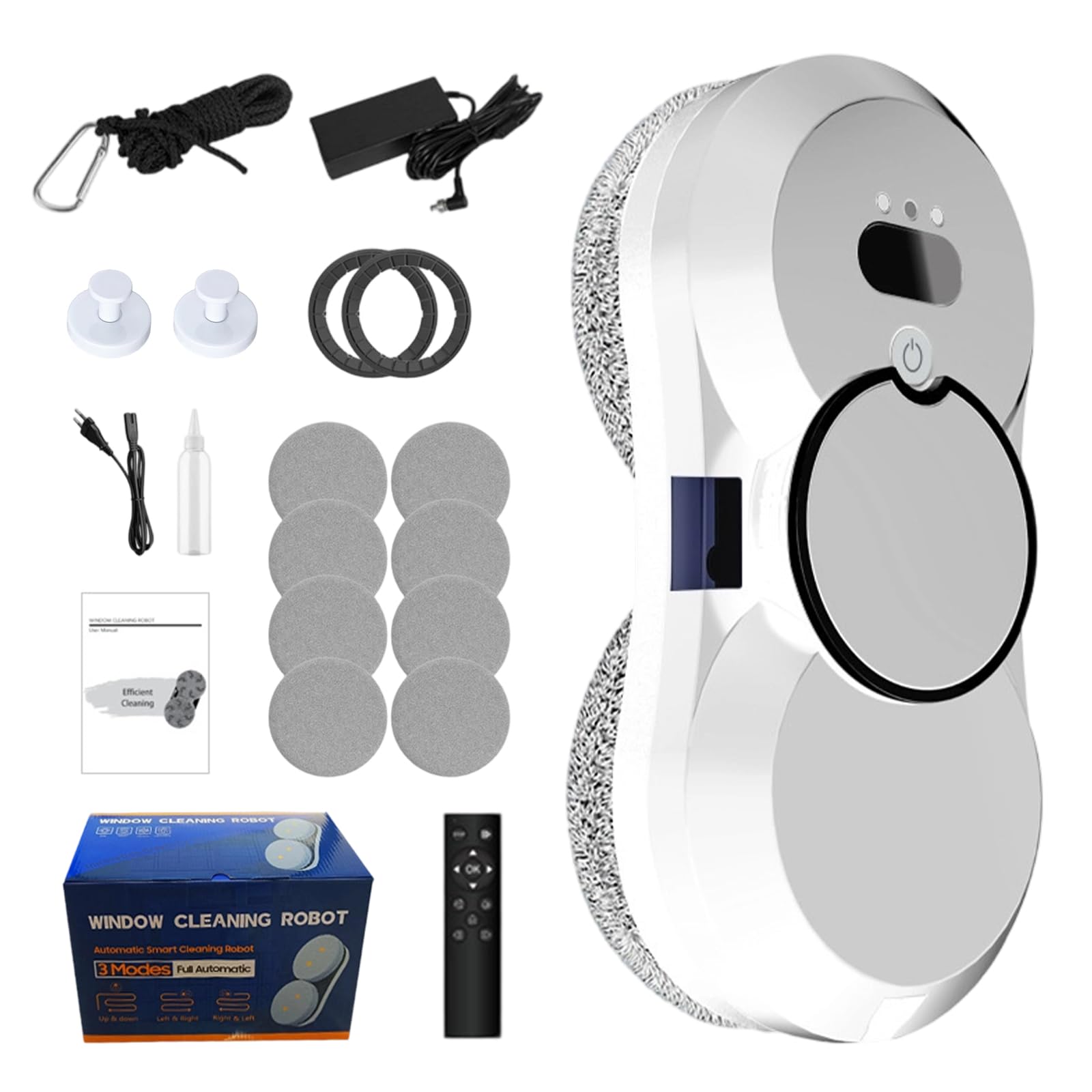 Robot Laveur de Vitre 5600Pa, Robot Nettoyeur Vitre avc 3 Modes de Nettoyage, Laveur de Vitre Automatique avec Fonction Pulvérisateur, Navigation Intelligente, pour Fenêtres, Carreaux, Comptoirs