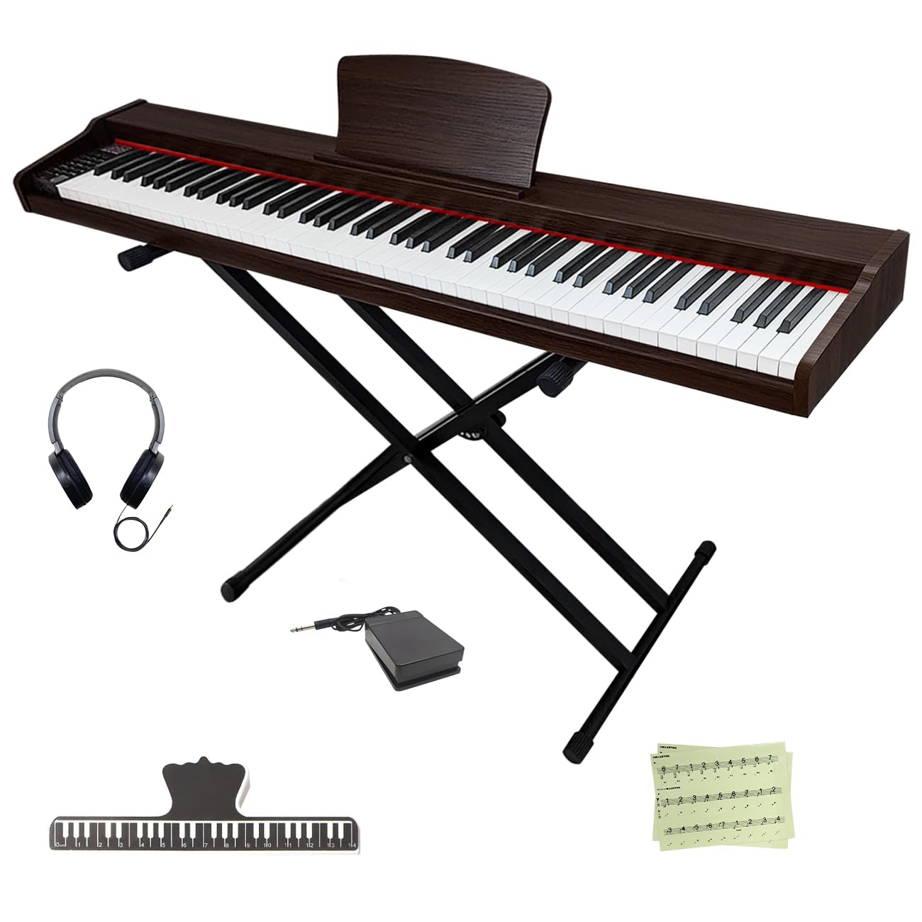Longeye Piano Keyboard 88 Keys Wooden Electric Piano Semi Weighted Digital Piano for Beginner & Professional with Piano Stand, Music Stand, Headphones, MOLD2 Deep Brown