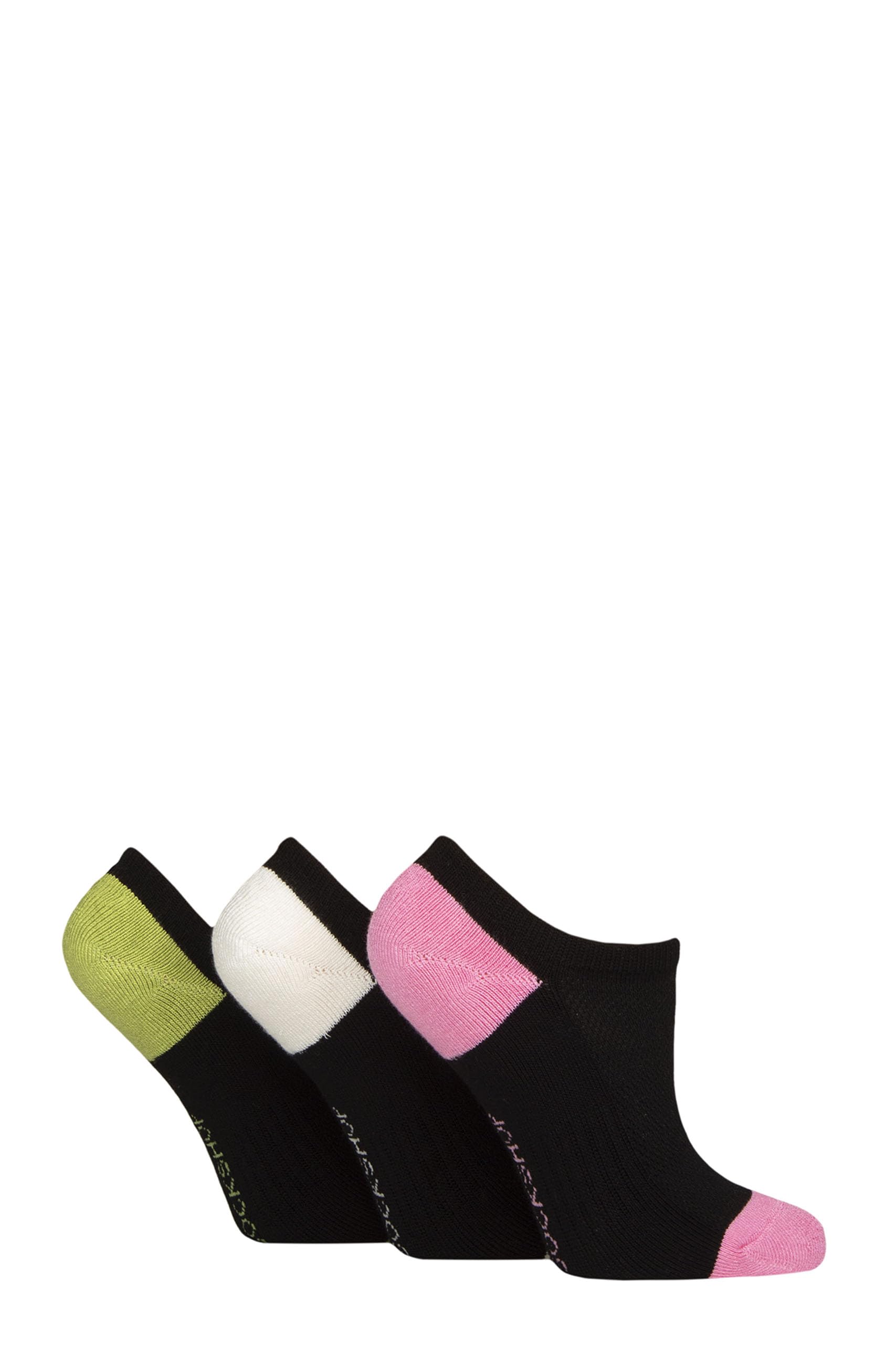 Sockshop Women's Black Contrast Half Cushioned Soft Breathable Bamboo No Show Trainer Socks Multipack Of 3 Pairs With Arch Support Everyday Wear (Uk, Numeric, 4, 8, Regular, Regular, )