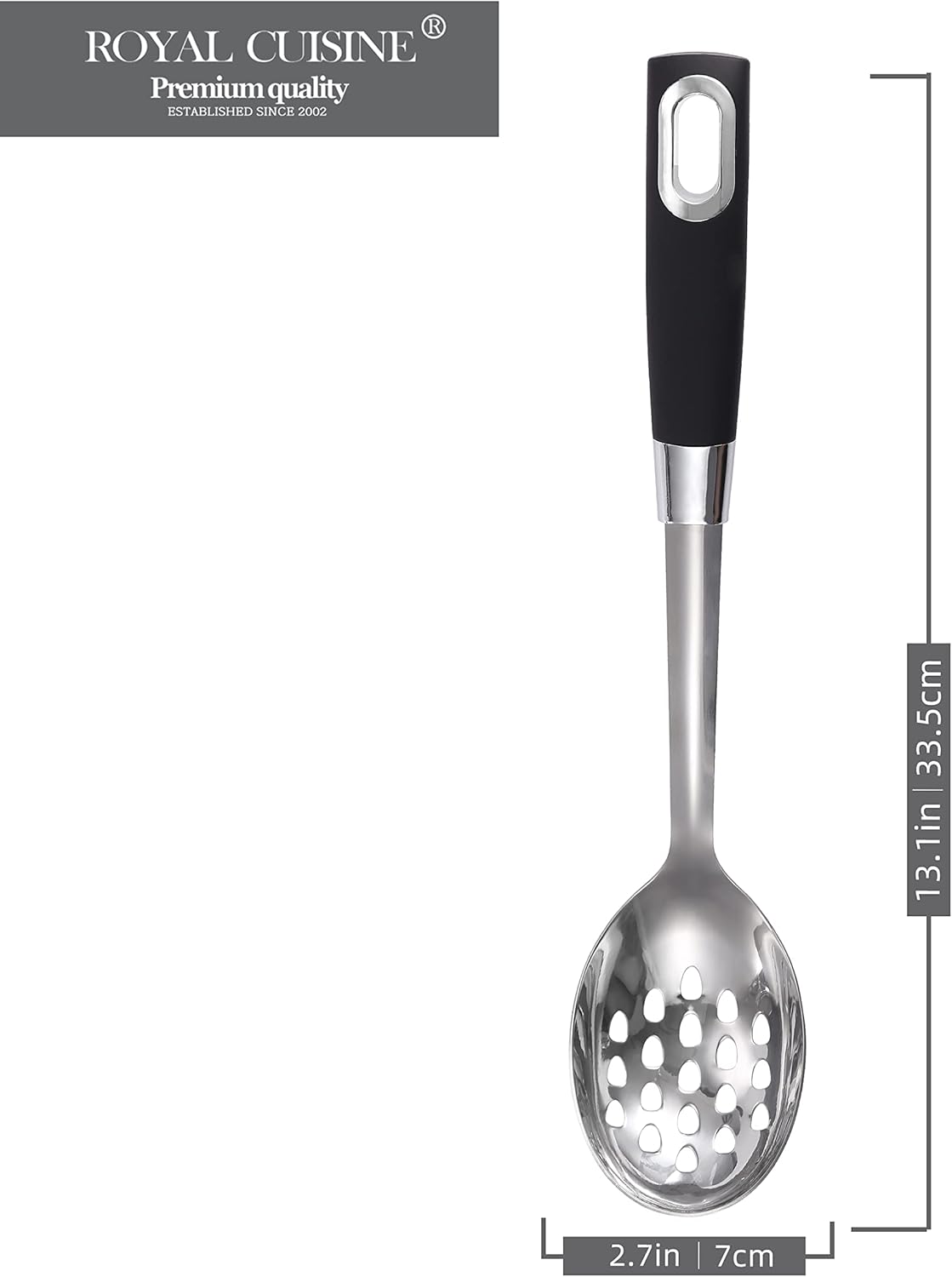 Professional Skimmer Spoon - Stainless Steel Slotted Kitchen Spoon with Extra Large Bowl & Comfortable Grip Handle - Durable Food Grade Strainer Spoon for Draining & Frying