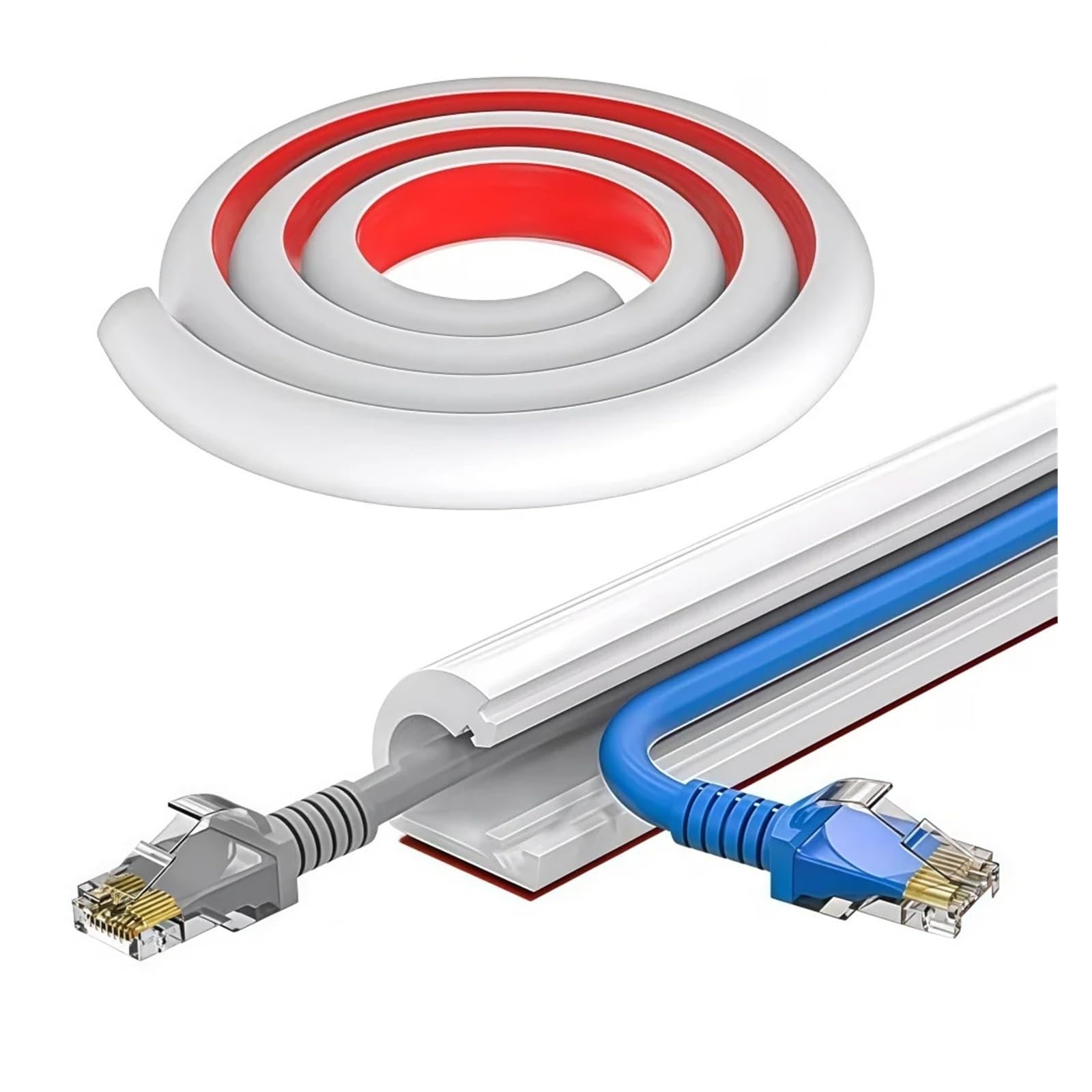 Pasacables Suelo 1 Unidad de Canal de gestión de Cables de 1/2/3/5/10M, Cubierta de Alambre Decorativa Invisible, Protector antipaso, canalización de Cable Adhesivo con Tapa