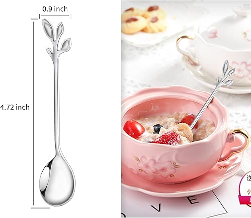 Miniatura 2 de IFeico Mini cucharas de café, cucharas de té de acero inoxidable de grado alimenticio, cucharas de postre de hoja plateada de 4.7 pulgadas para el