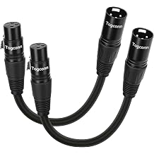 2-Pack Short XLR Mic Audio Extension Cables 0.6 Feet, 3-Pin XLR Male to Female Microphone Connector Extender Cord, Hi-Fi Sound for Speaker, Recording Studio, Mic Mixer, Audio Interface, Amplifier