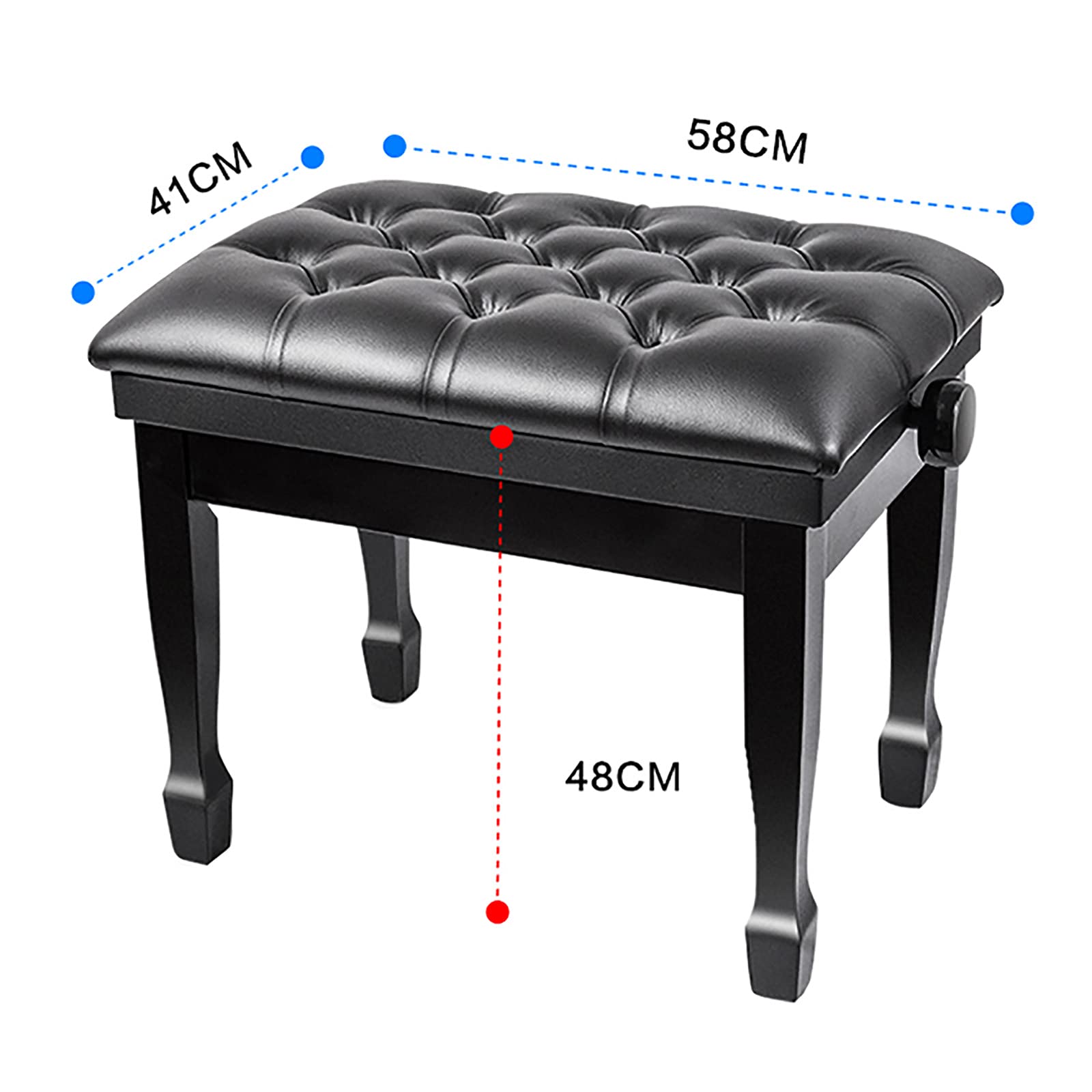 Panca per Pianoforte Regolabile in Pelle con Sollevamento Idraulico Automatico E Sgabello per Pianoforte in Legno per Uso Domestico E Professionale,Black