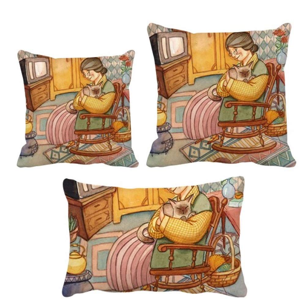 Aquarelle chat coussin décoration intérieur lin laine sofa salon moderne