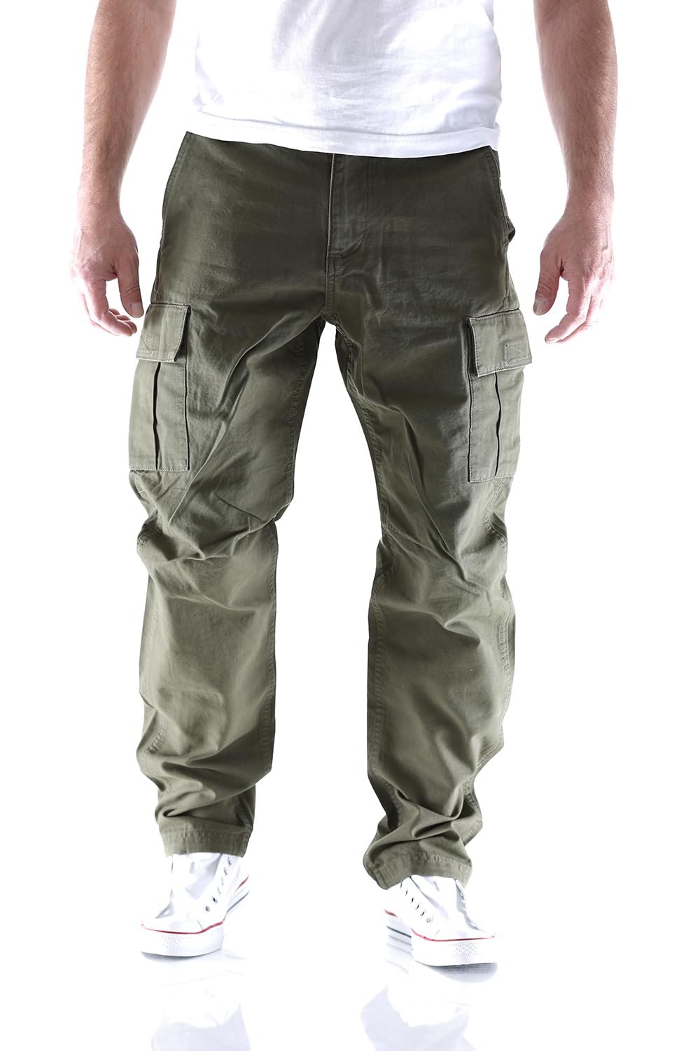 JACK & JONES Mens Cargo Combat Trouser Relaxed Fit Button Fastening Pants for Men UK, Olive Night- 34W / 30L