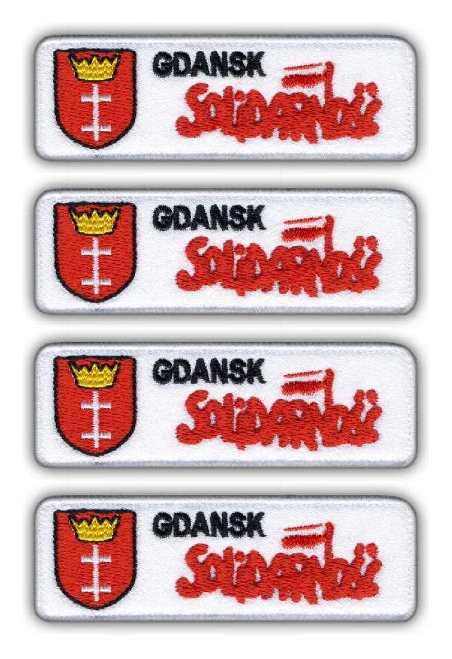 Juego de cuatro – Gdansk/GDA SK con el escudo de armas de la ciudad y la solidaridad/Solidaridad/Solidaridad – Parte trasera termoadhesiva – Parche bordado/insignia/emblema