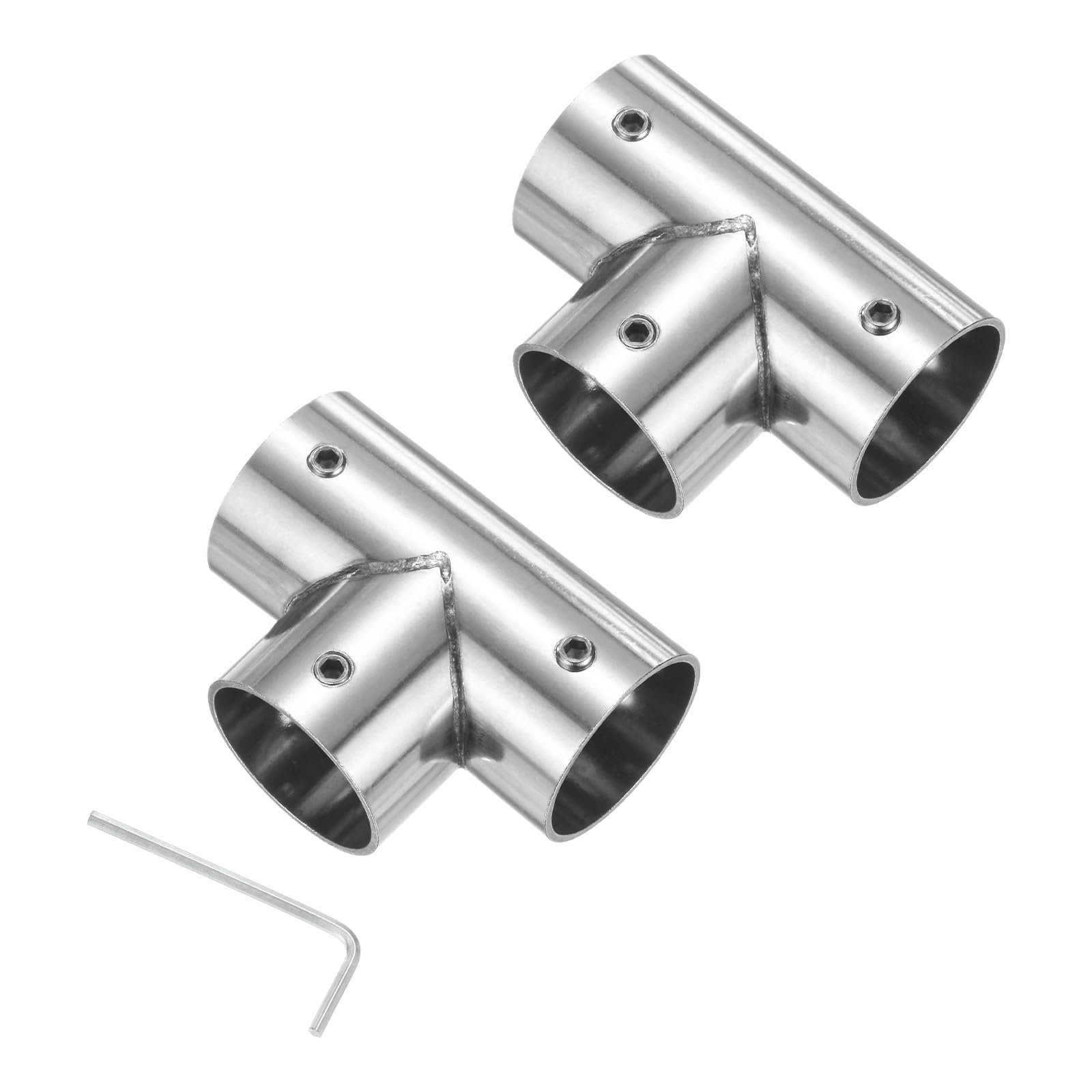 M METERXITY 2-Pack Structural Pipe Connector, Tee Pipe Fittings Stainless Steel Pipe Connector for OD 1" or 25MM Pipe