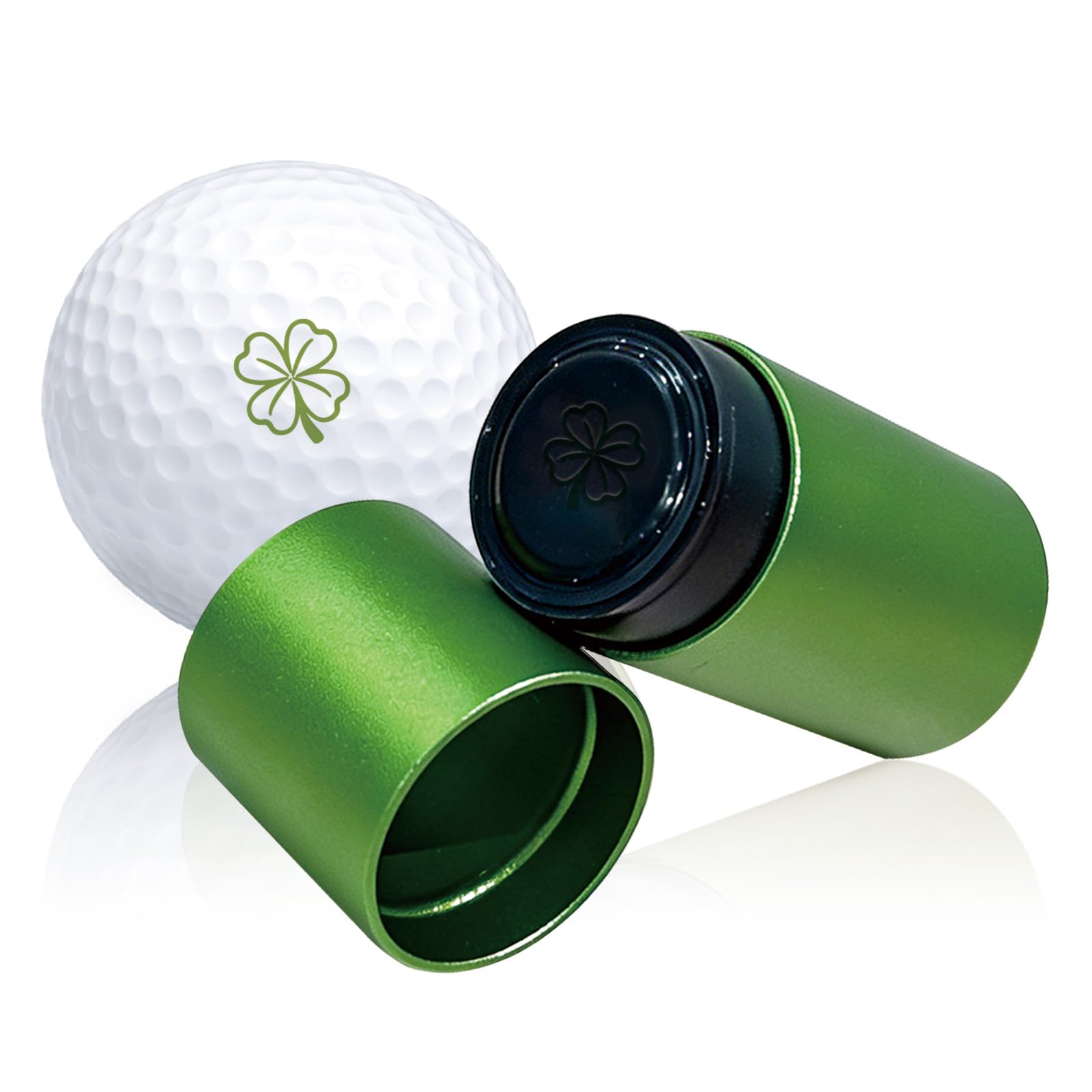 PLIGREAT Golf Ball Stamp, Four-Leaf Clover Reusable Golfs Balls Stamp Marker Self Inking Golf Ball Stampers to Identify Balls Golfer Gift Golfing Accessories, Green