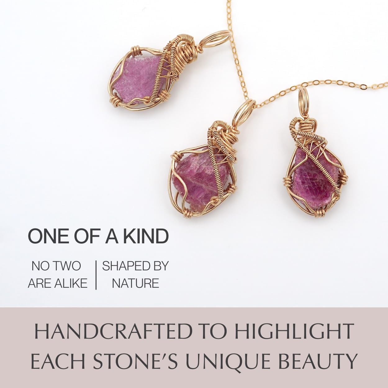 Designs by Nature Gems Raw Pendant Necklace – Wedding Gift Jewelry, 18" 14k Gold Filled Chain - Image 2