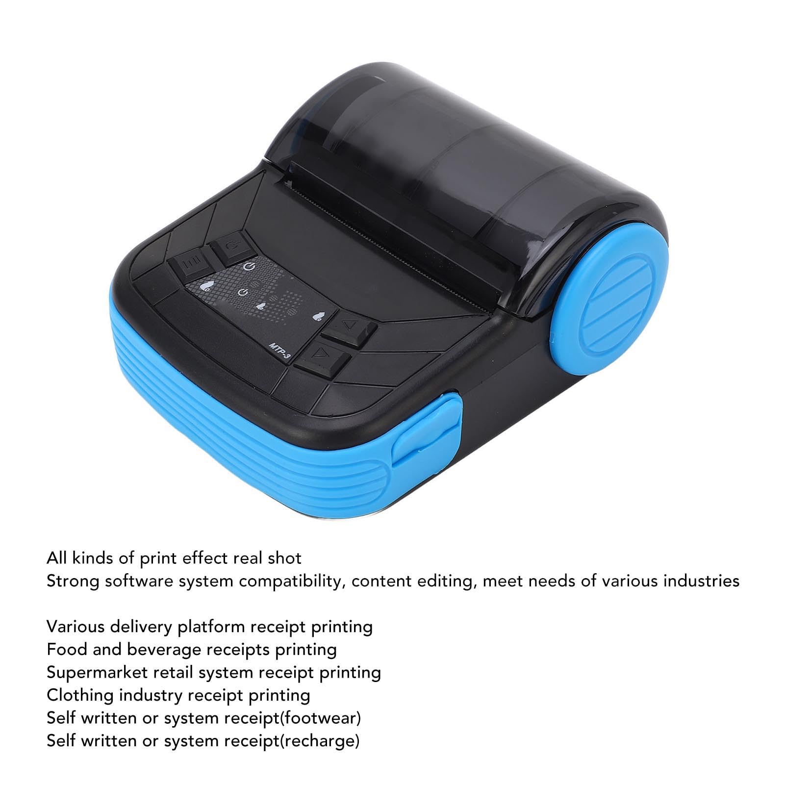 Eujgoov Impresora Térmica Portátil 80 mm Bluetooth para Facturas y Recibos Compatibilidad con iOS Android y PC Impresora POS Compacta para Negocios Móviles