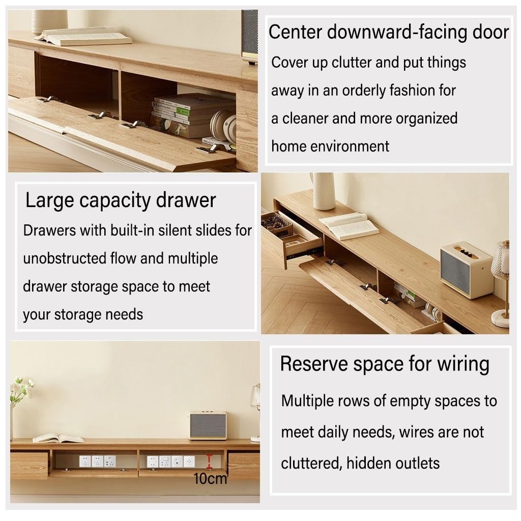62,9-94,4 Zoll Wandregale Schwebender TV-Schrank Wand-TV-Einheit TV-Schrank TV Holz/Braun/Weiß/Schwarz, Entertainment-Media-Konsolen-Center, Häufig In Wohn- Und Schlafzimmern ,Black-a-240*30*23cm