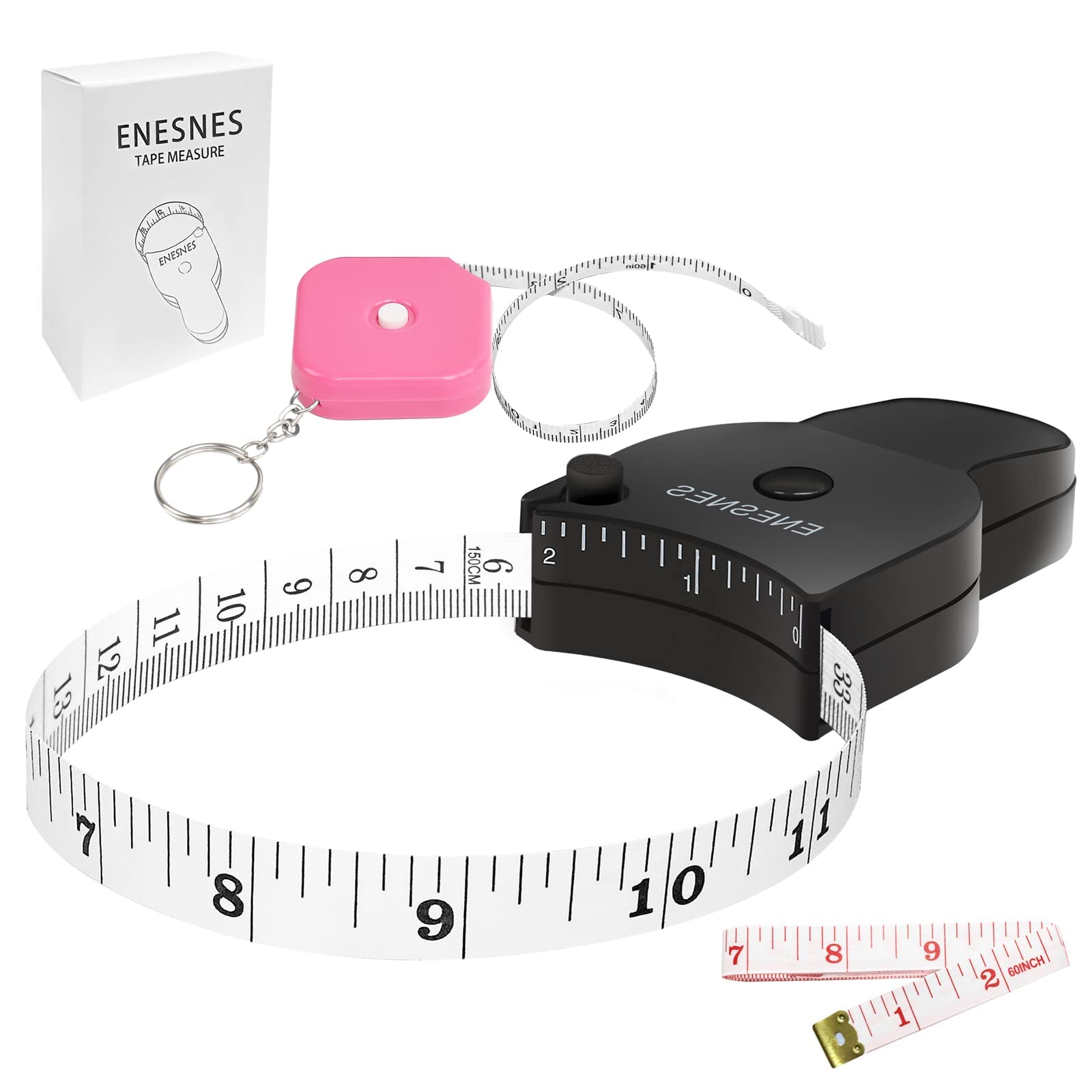 3pcs Tape Measure, Soft Measuring Tape for Body Measurements 60 Inch(150cm), Lock Pin&Push-Button Re