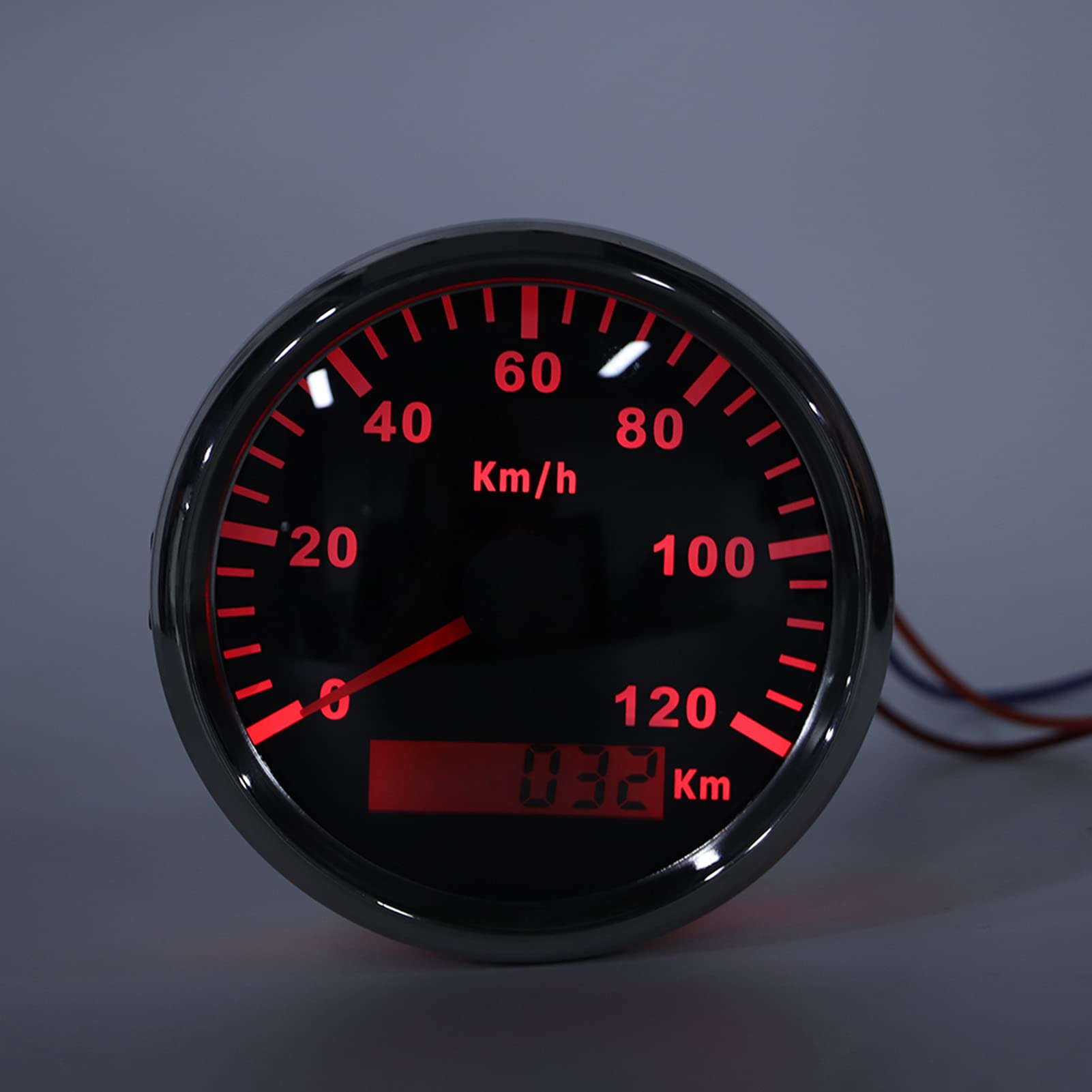 Velocímetro GPS universal Medidor antivaho impermeable 0 120 km H Pantalla de motor paso a paso de alta precisión para automóvil Camión Barco Motor Acero inoxidable Plástico (Cubierta plateada con