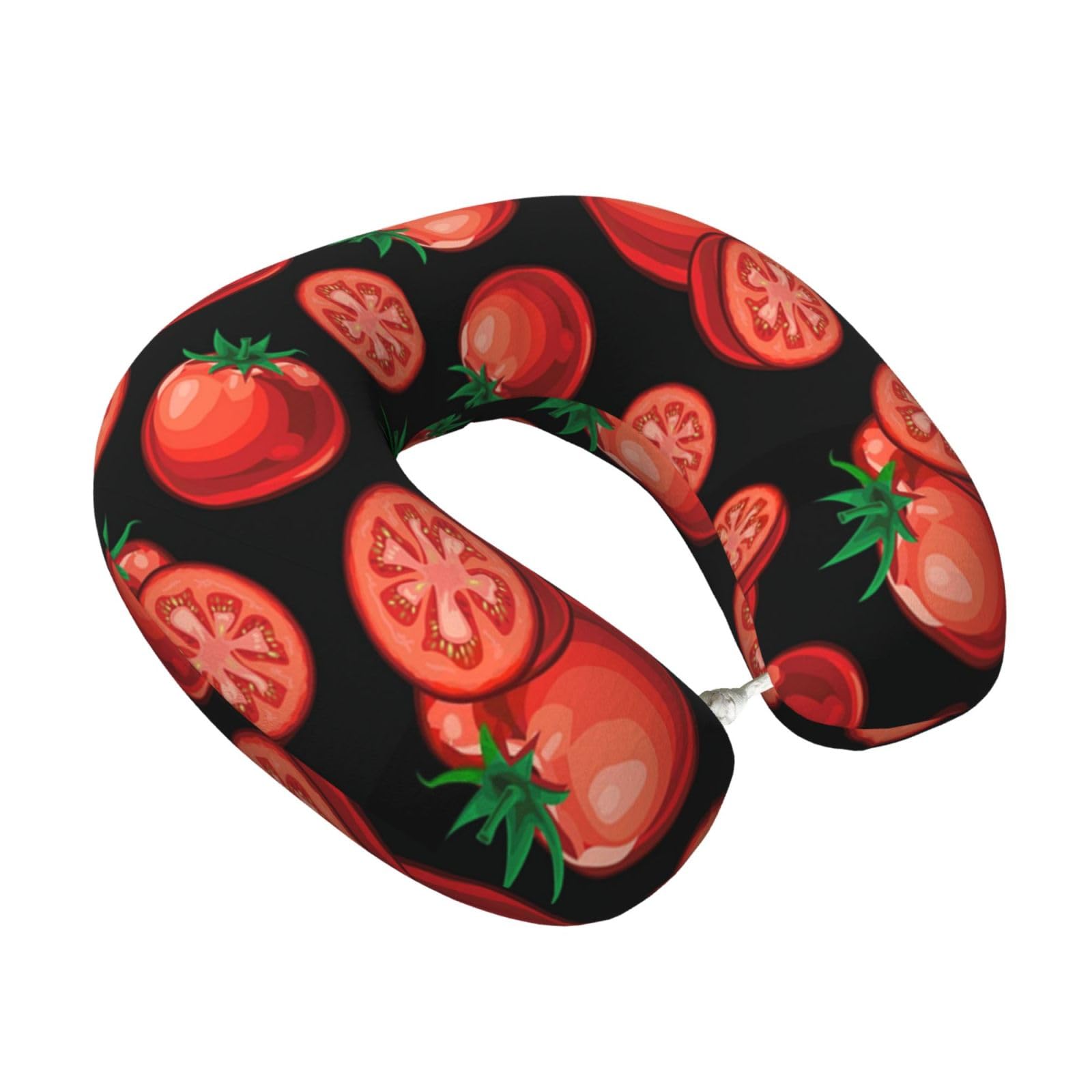 LKYMOH Red Tomatoes, Travel Neck Pillow U-Shaped Memory Neck Support Soft Comfortable With Washable Cover For Airplane Car Traveling and Office