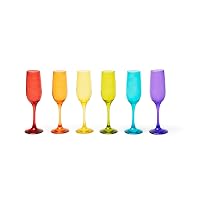Excelsa Varadero Set 6 Flute Multicolor, Vetro Soffiato Spruzzato