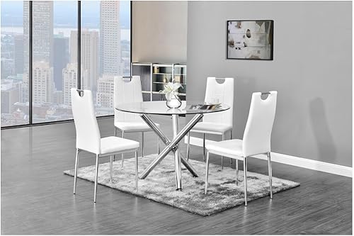 Miniatura 9 de Best Master Furniture Juego de 2 sillas de comedor de cristal, color gris