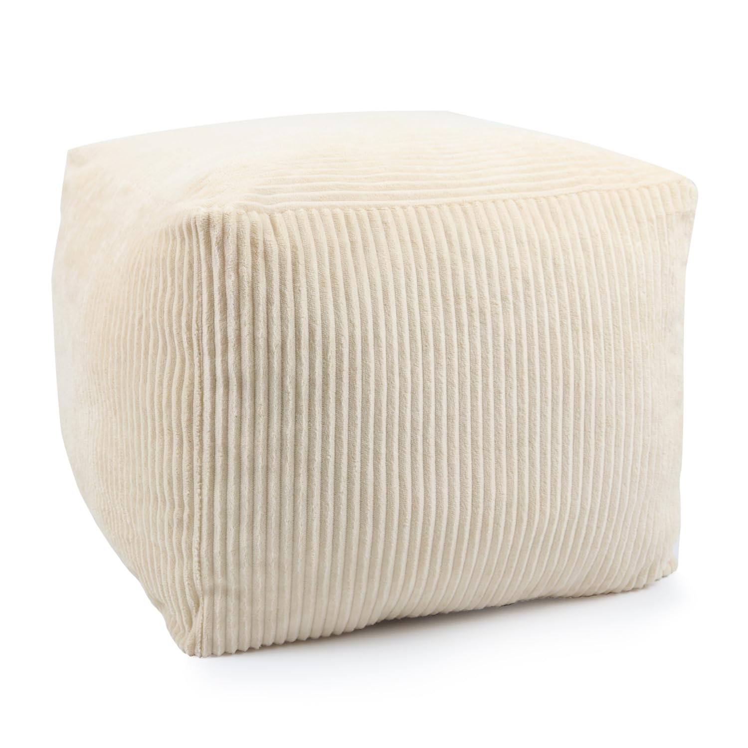 Sexysamba Square Corduroy Pouf Cover Only, 20"x 16" Unstuffed Decorative Ottoman Foot Stool Rest, Washable Storage Bean Bag Chair Floor Pouf Covers for Living Room Bedroom, Beige-image-45