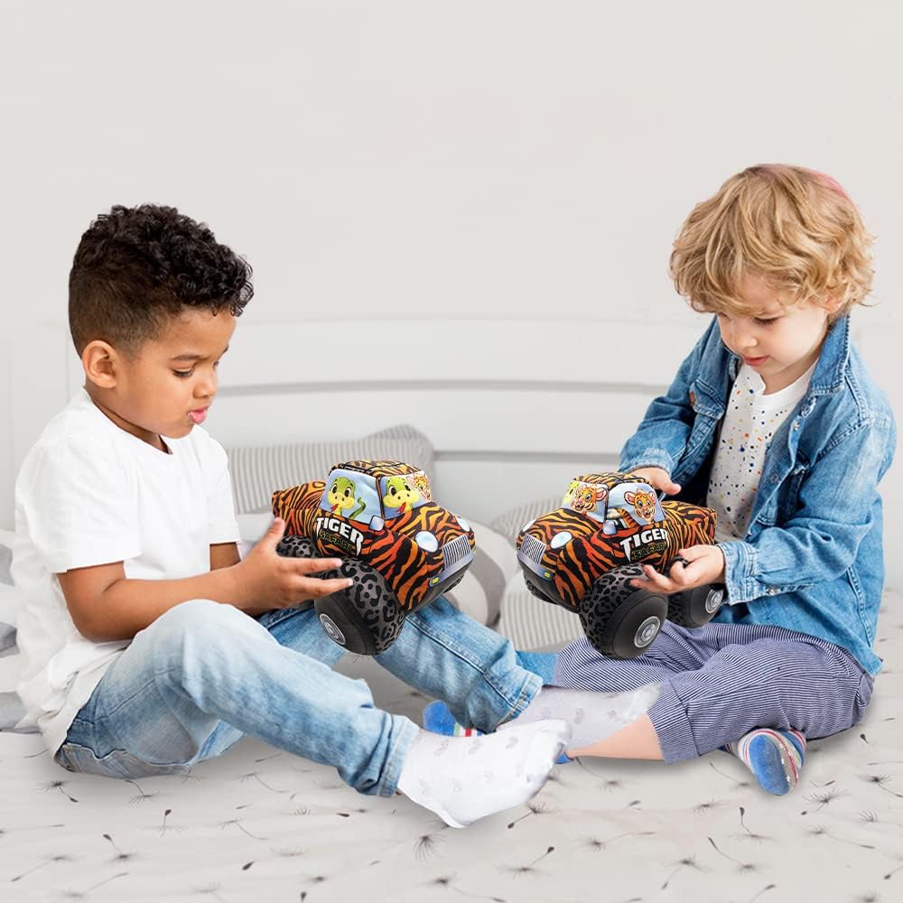 ArtCreativity Safari Plush Monster Truck, 8 Inch Big Monster Truck Stuffed Toy, Cool Animal-Themed Design, Soft Car Toys For Toddlers Car Stuffed Animal, Cars Plush For Boys and Girls, Great Gift Idea