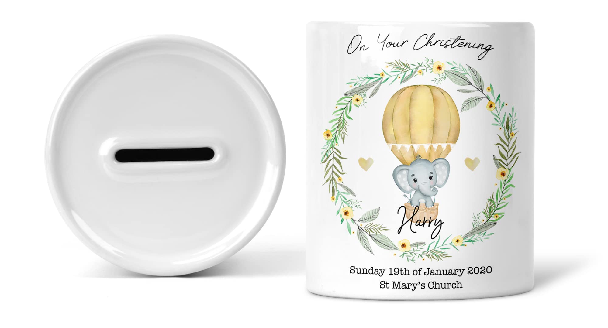 Personalised Christening Gift Money Box Girls Boys Custom Name Initial Date Piggy Bank For Babies Baby Savings Jar Bedroom Decor Coin Box Money Bank Nursery Accessories Ceramic Memorable Keepsake