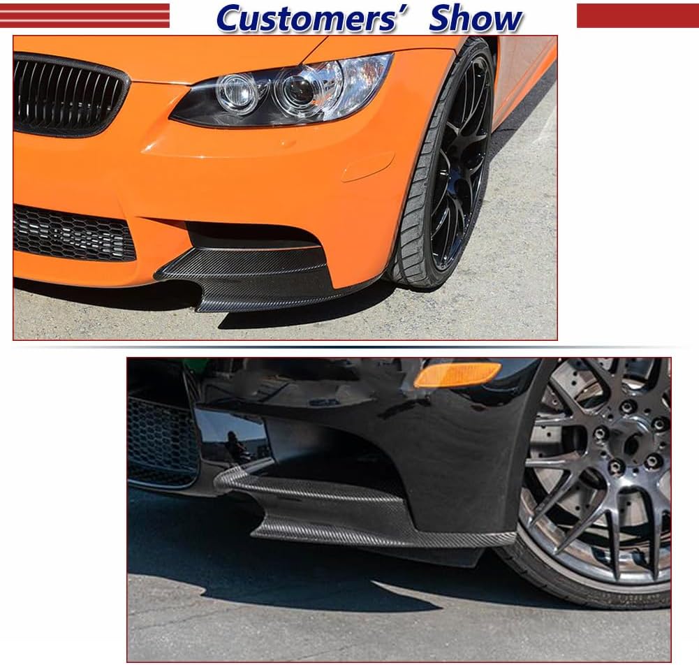E90 Carbon Fiber Front Splitter fits for BMW 3 Series M3 E90 E92 E93 2 Door 4 Door 2008-2014 Pair Front Bumper Spoiler Lip Deflector Splitter