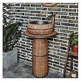 Lavabo de Pedestal Independiente de cerámica para baño, Estilo Retro Industrial, con Lavabo Resistente y fácil de Limpiar (Juego de 2 Piezas, sin Grifo) (Juego de 3 Piezas, sin Gri