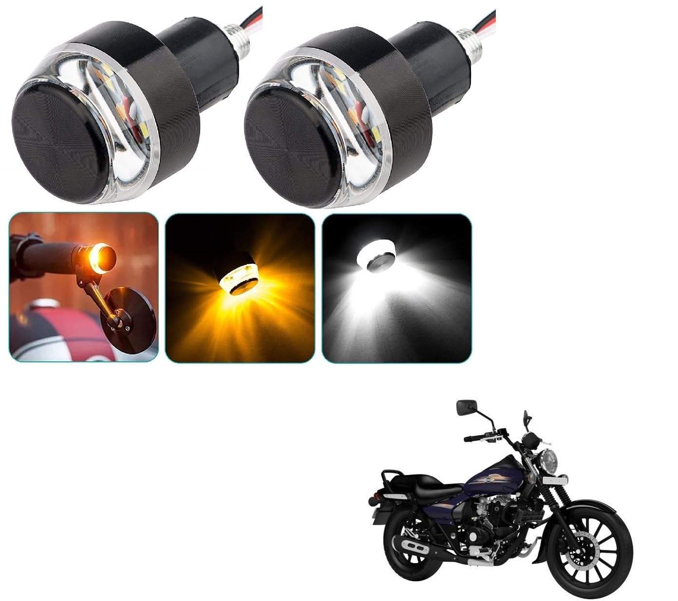 AUTOADDICT Auto Addict Bike And Scooty Handle Bar End DRL/White And Yellow Turn Signal LED Light Blinker Indicator For Bajaj Avenger Street 150-image-45