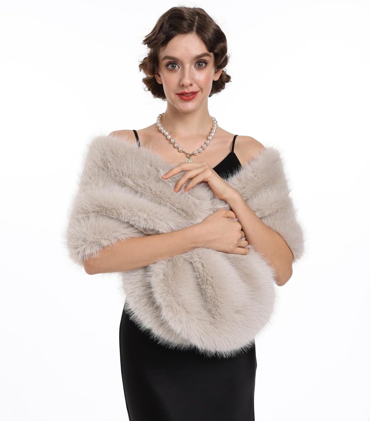 Women's Winter Faux Fake Fur Straight Wedding Halloween Party Custume Accessory Scarf Wrap Collar Shawl Shrug