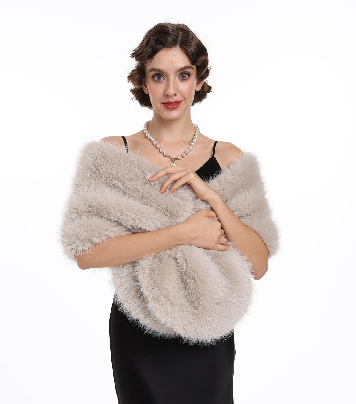 Women's Winter Faux Fake Fur Straight Wedding Halloween Party Custume Accessory Scarf Wrap Collar Shawl Shrug