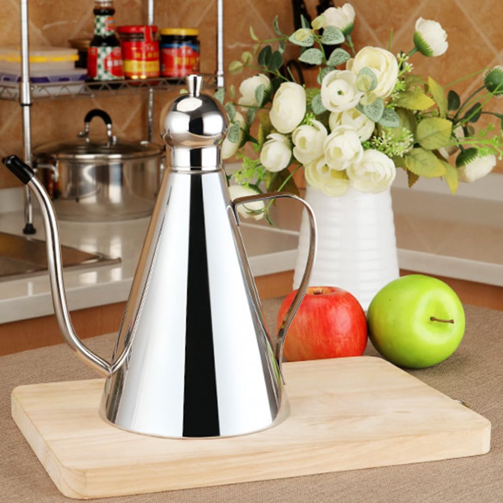 Dispenser per olio d'oliva, in acciaio inox, contenitore per grasso e aceto, grande contenitore per insalata e cucina (dimensioni: 1000 ml)