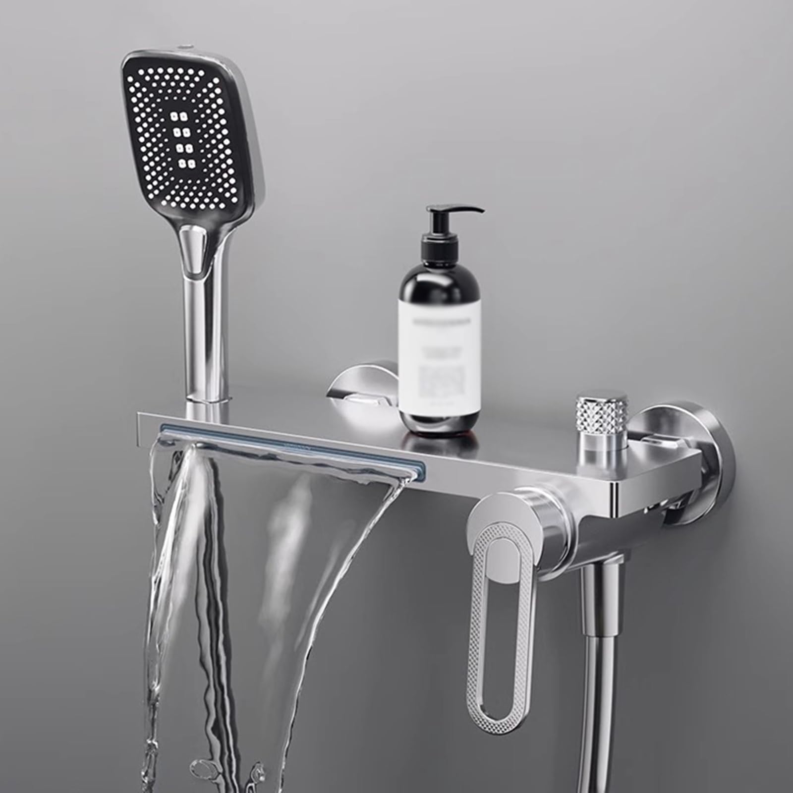 BiaoTeng Miscelatore per Vasca da Bagno a Muro a Cascata Argento