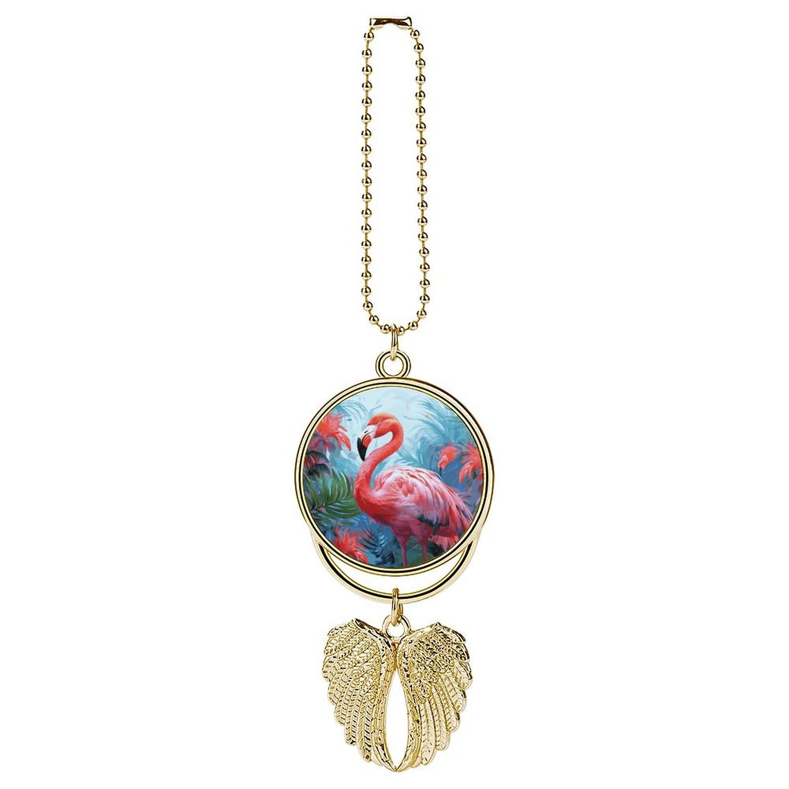 Painted Flamingo Car Pendant Hanging Swing Auto Rear View Mirror Hanging Car Rear View Mirror Charm Truck Hanger Ornament Charm for Car Rear View Mirrors Accessories