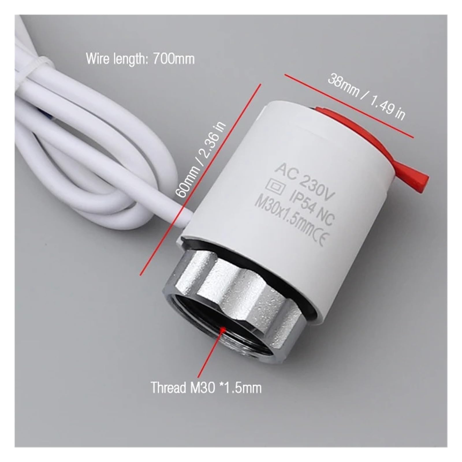 HWEIH Válvula de calefacción de suelo normalmente cerrada, colector de actuador térmico eléctrico NC AC 230V for termostato de calefacción por suelo radiante M30x1.5(5 Pieces Black)