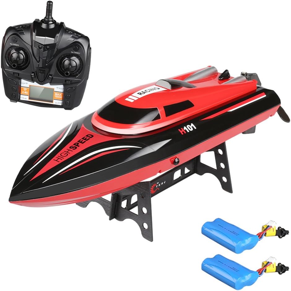 Virhuck H101 RC Boat Toys, Remote Control Boat for Pools and Lakes 2.4GHz High Speed RC Racing Boats for Adults & Kids + Bonus Battery