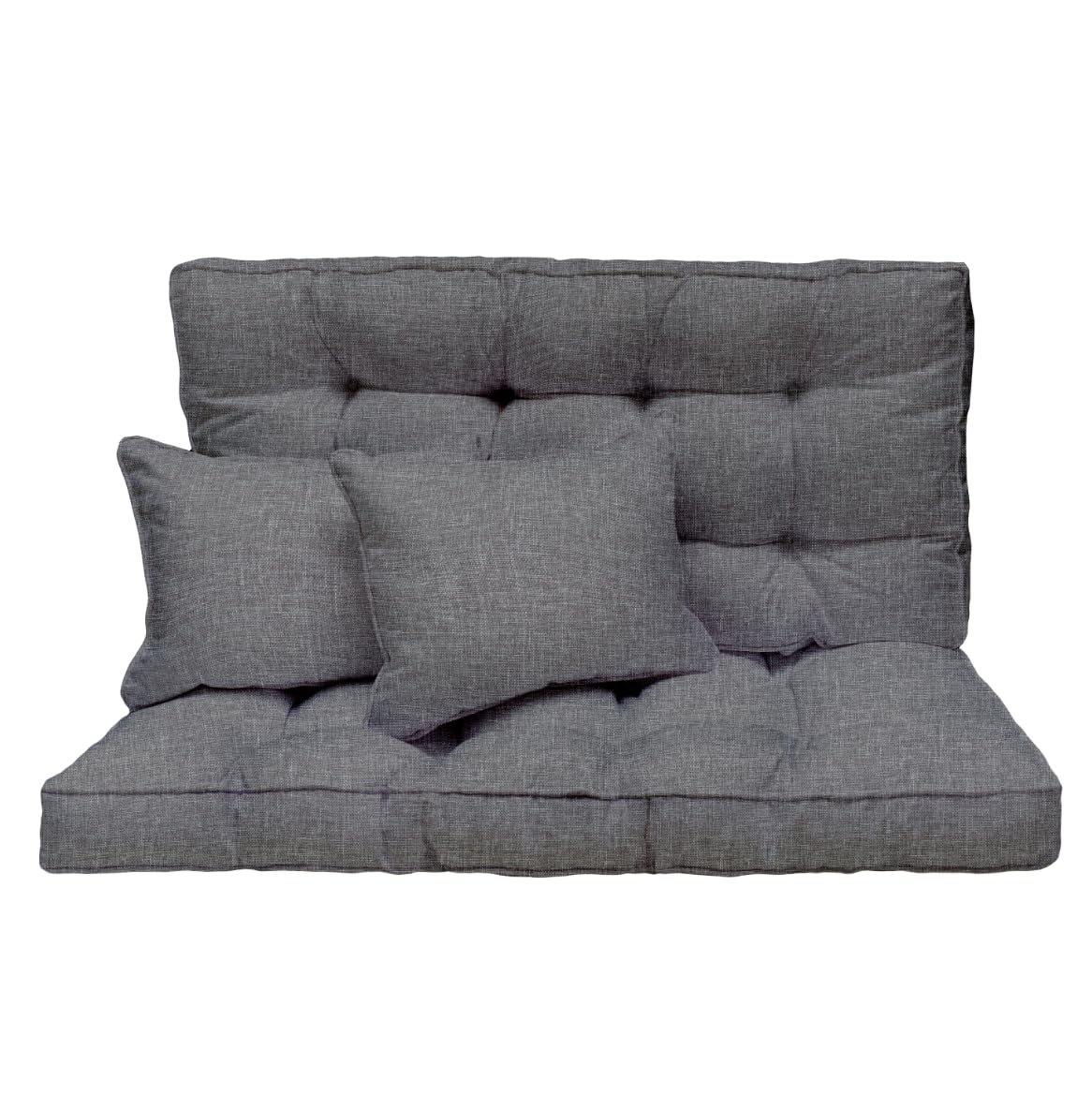 Cojín columpio de jardín 120x50x10 cm - Set de 2 plazas: colchón de asiento y respaldo para columpio con toldo – Outdoor - para sofá y banco de jardín, palé europeo, tumbona – Color: Gris Len [133]