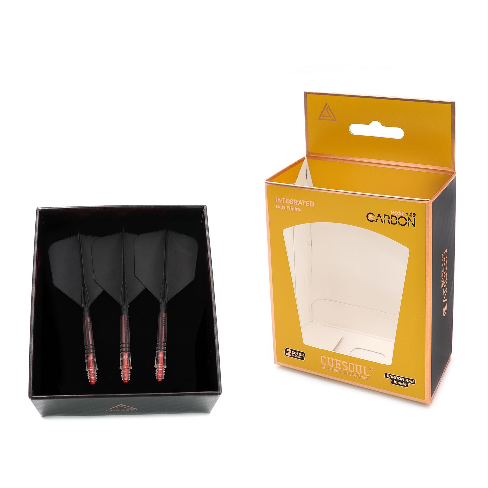 CUESOUL ROST T19 Carbon Integrated Dart Shaft and Flight Big Wing Shape,Set of 3 — image 1