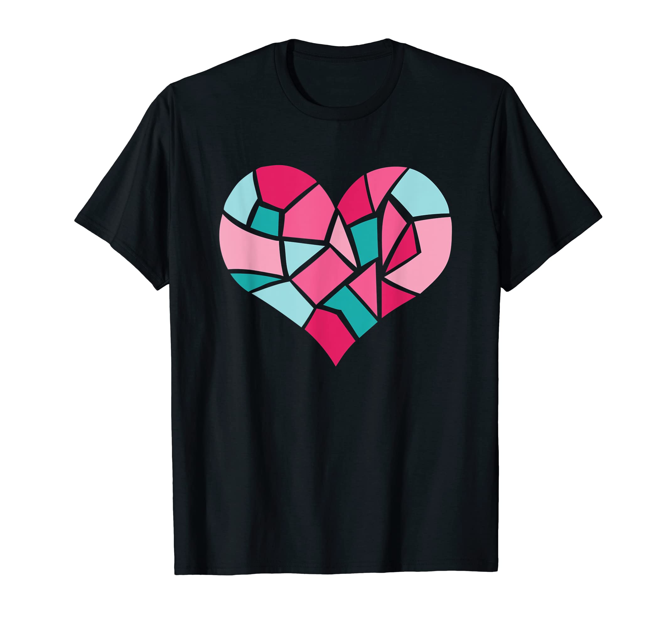 Prink Broken Heart Love Puzzle Valentine's Day Simple Style T-Shirt