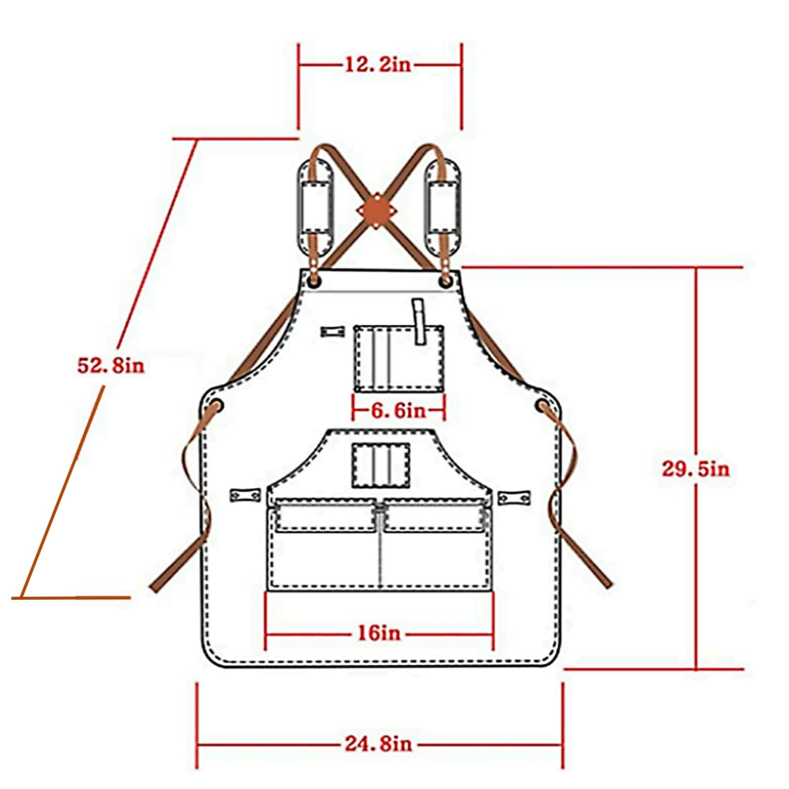 Gaf NuncewTablier de Travail Professionnel Lourd avec 5 Poches, pour Soudeur, Soudure, Cuisine et Métiers - Résistant et Multifonction (Modèle Cuir Rustique)
