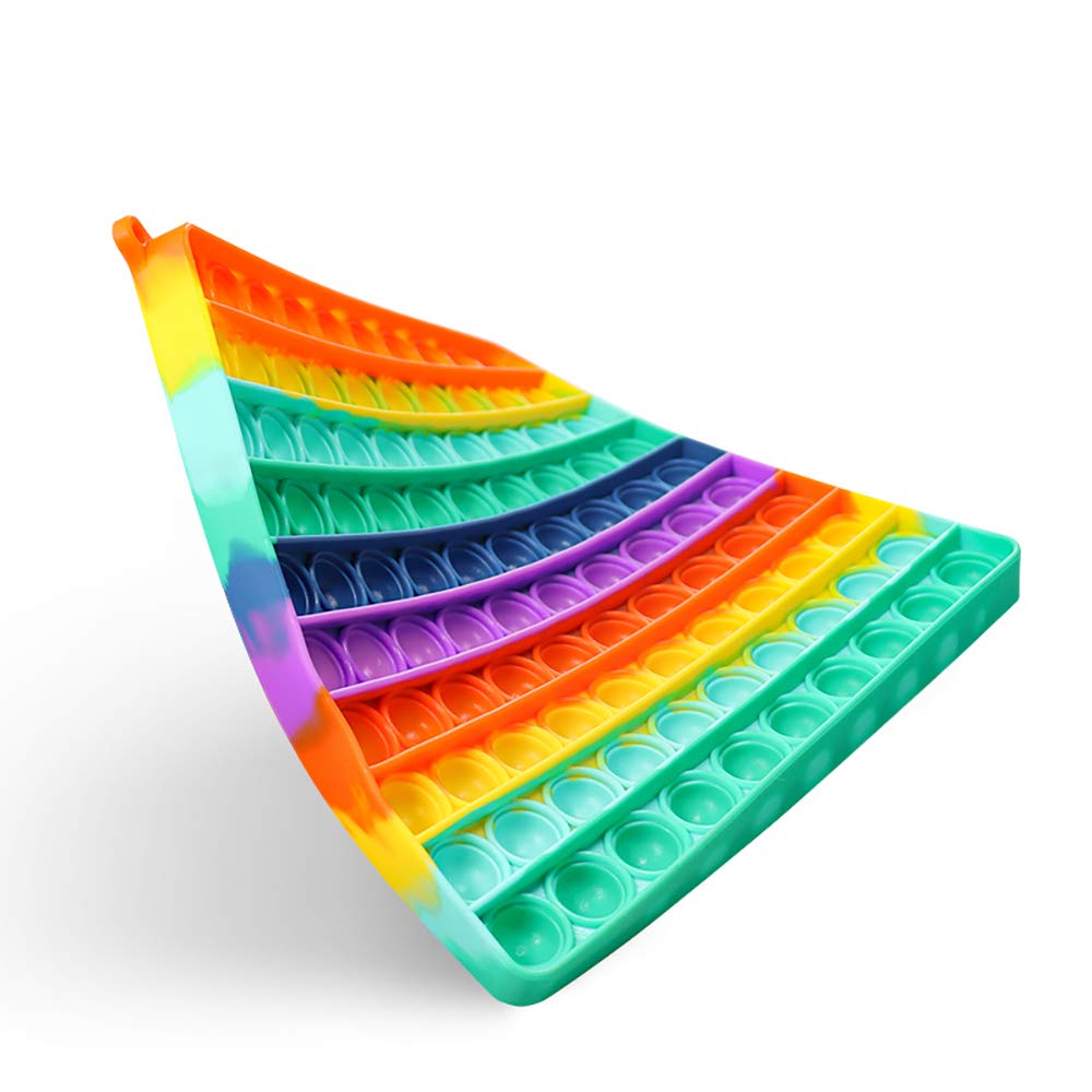 OCACA Easter Basket Stuffers Fidget Pop Toys, Big Size Jumbo Pop Up It Push Bubble Sensory Toys to Relieve Stress for Kids Adults, Gifts for Special Education School Supplies, 7.9 inch Rainbow Square