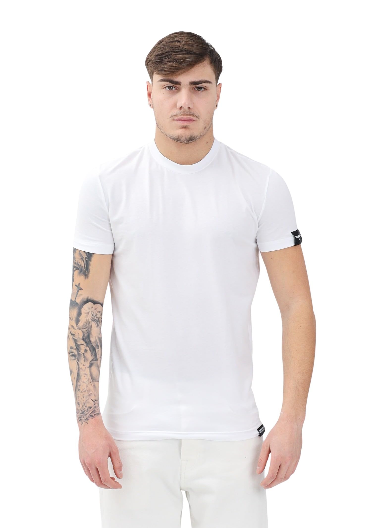 DSQUARED2 Camiseta de manga corta blanca para hombre y mujer con parche logo
