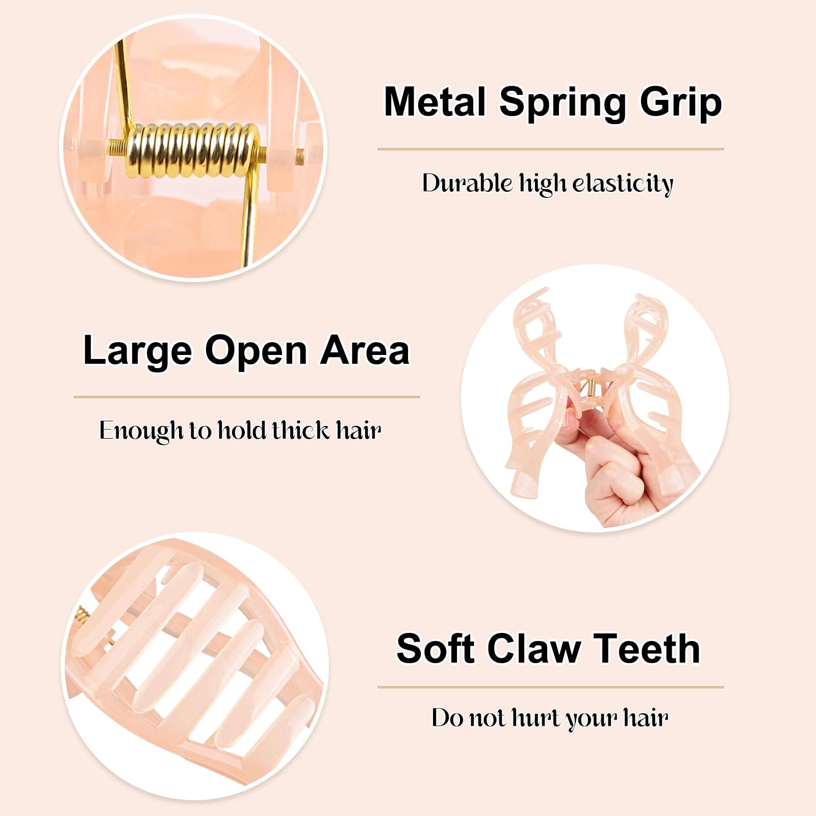 Hair Claw Clips for Thick Thin Hair 6Pcs Large Strong Hold Hair Claw Elegant Bow Hair Clips for Women and Girls Use Nonslip Hair Clamps Jaw Clips - Image 3