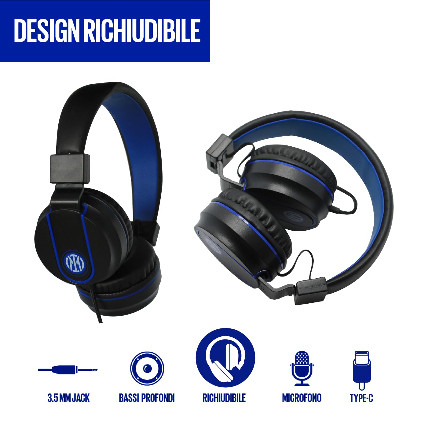 TECHMADE CUFFIE INTER CON MICROFONO INCORPORATO | COMPATIBILE CON PC, SMARTPHONE E CONSOLLE