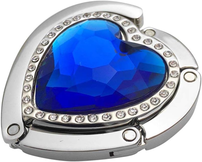 Reizteko Purse Hook, Rhinestone Heart Love Foldable Handbag