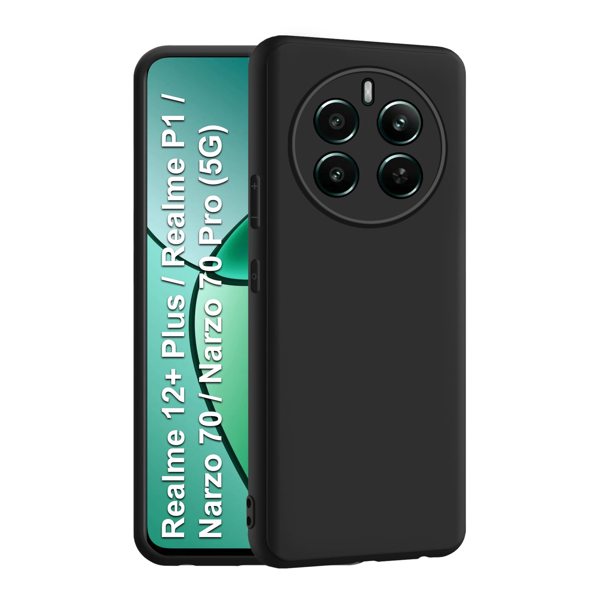 CEDO Realme 12+ Plus/Realme P1 / Narzo 70/70 Pro (5G) Back Cover | Camera Bump Protection & Inner Velvet Fabric Lining | Ultra Slim Matte Soft Rubberised Case Cover (Black) (B0D1C2FX73) Amazon Price History, Amazon Price Tracker