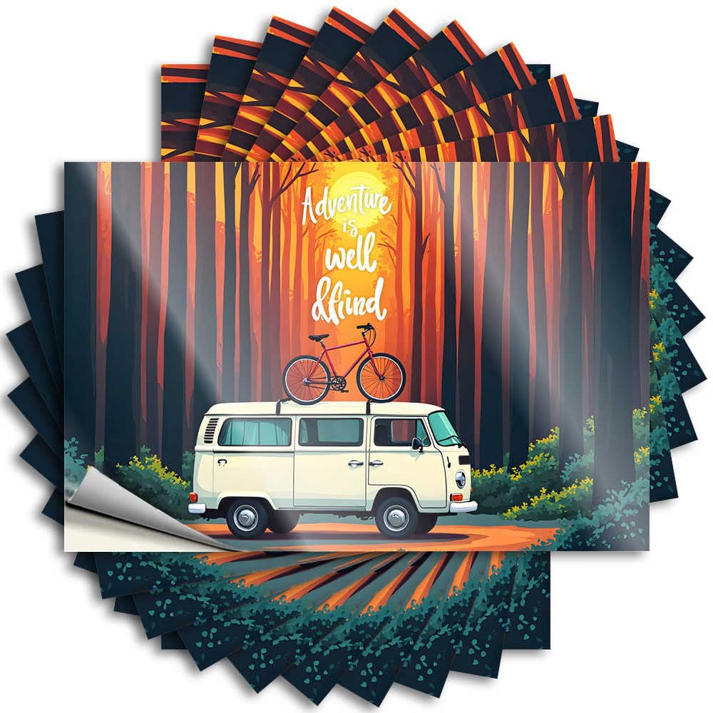 Work Office Decor, Decals Drinking Laptop Van Life: Exploring Nature with Adventure Awaits | Feminist Waterproof Vinyl Stickers(8X12CM)