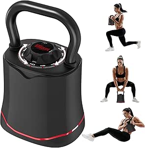 ERGOLIFE 6.5LB-40LB Adjustable Kettlebell Set, 6-in-1 Quick Weight Change, Space-Saving Weight Set for Home Gym Strength Training for Men and Women (Black)