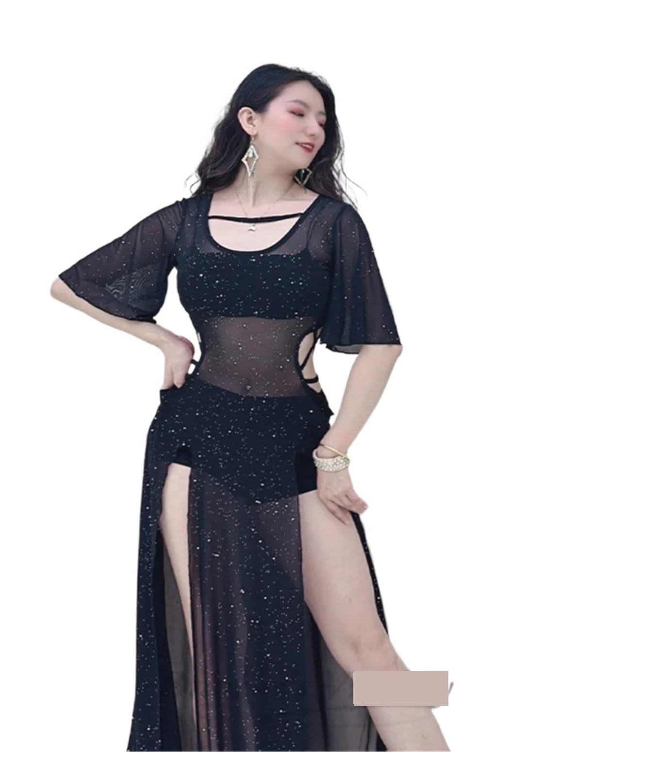 Bauchtänzerin Kostüm Kleid for Frauen Mesh Übung Kleidung Erwachsene Orientalische Tanzkostüme