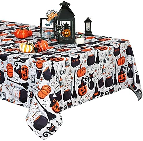 SoarDream Halloween Tablecloth 57x84 Inches Pumpkin Printed Tablecloth Black Cats Table Cover for Halloween Party Supplies Holiday Decoration