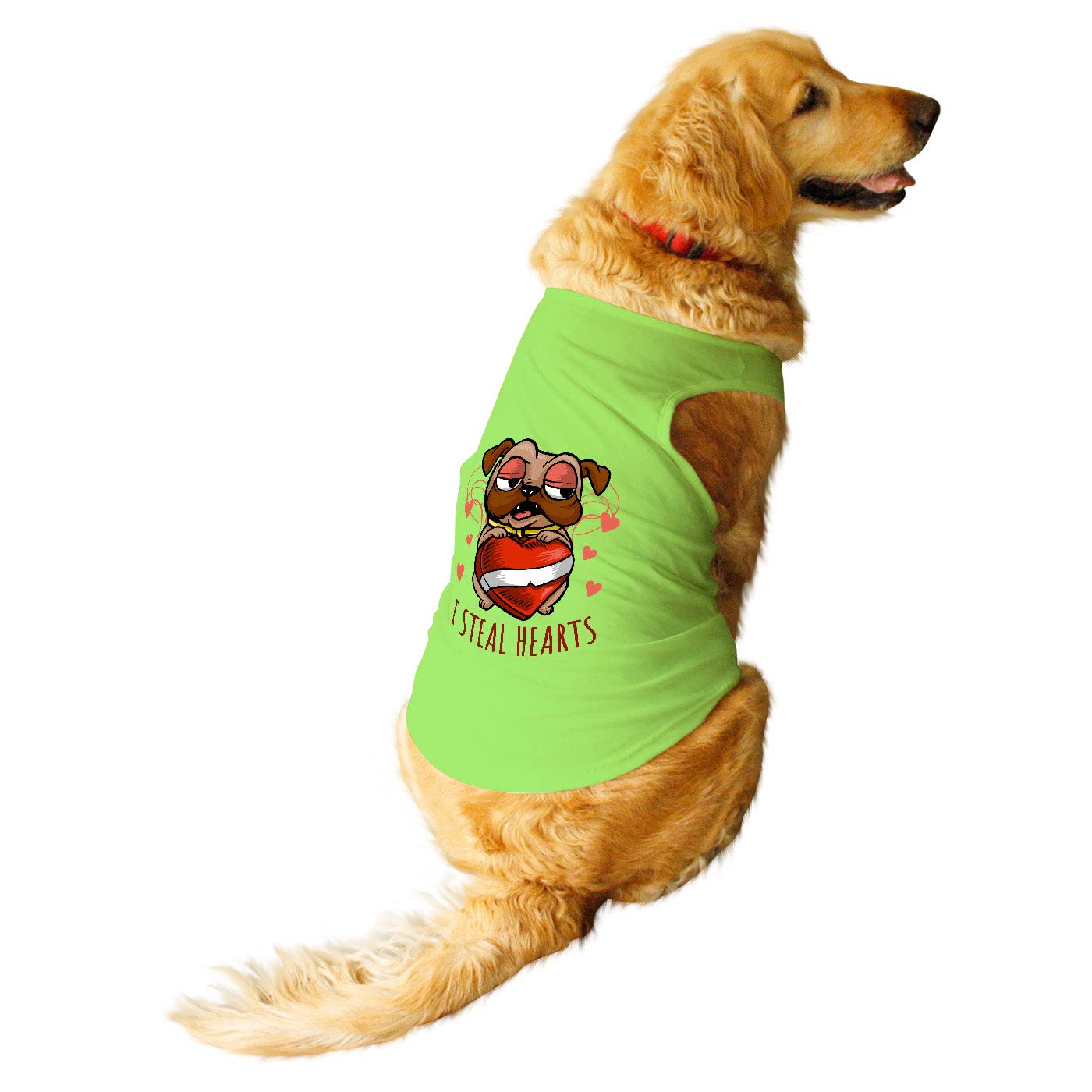 Ruse Pet I Steal Hearts Printed Dog Round Neck Sleeveless Vest Tank T-Shirt/Tees Apparel/Clothes/Tees Gift for Dogs/Lime Green/XXL (Saint Bernard, Great Dane etc.) (B0BT1Y5476) Amazon Price History, Amazon Price Tracker